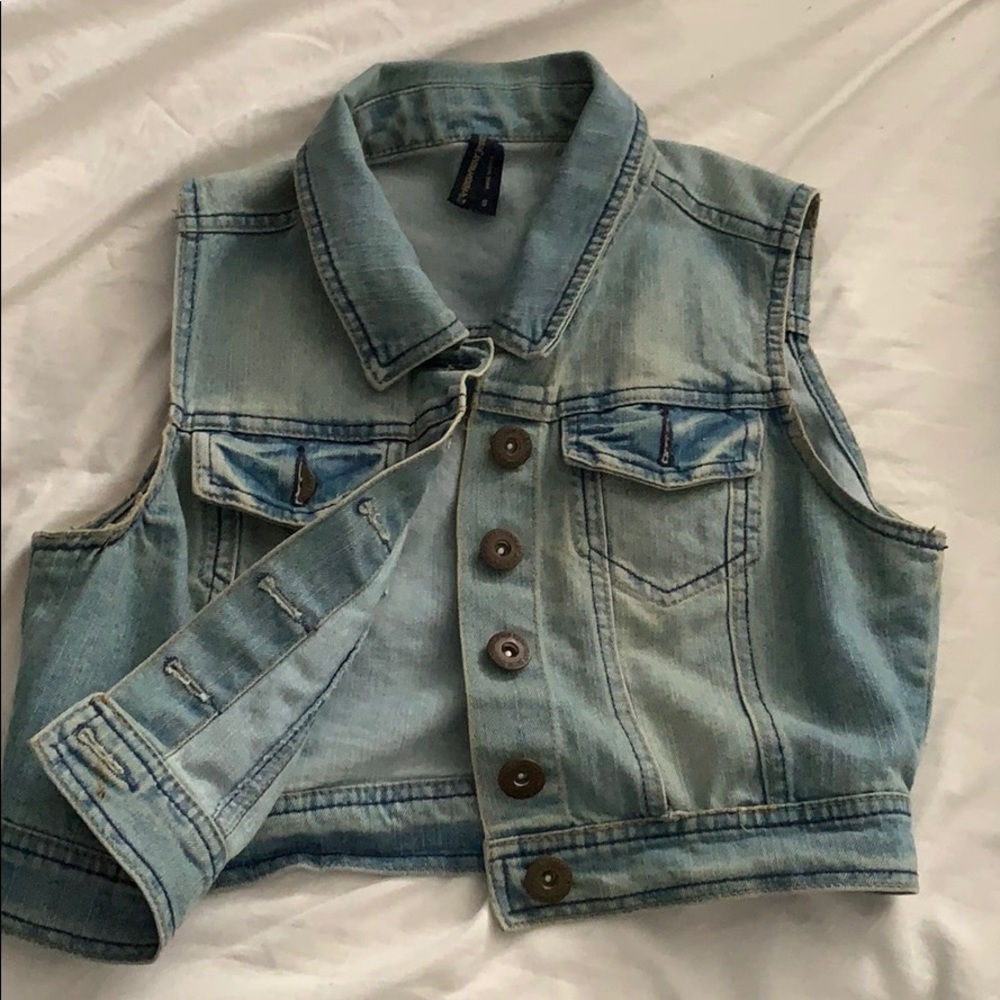 Dirty blue jean vest